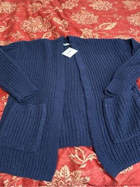 American Eagle Outfitters Navy Open-Front Chunky Knit Cardigan